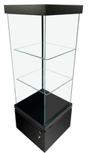 Black Glossy Wood Showcase with Aluminum Trim