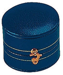 Leatherette Paper Covered  Oval Shaped Single Ring Box with Gold Detailing, Delicate Gold Clasps, and Plush Velvet Inserts