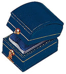 Leatherette Paper Covered  Treasure Shaped Single Ring Box with Gold Detailing, Delicate Gold Clasps, and Plush Velvet Inserts