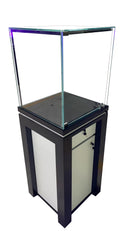 Dark and White Wood with Tempered Glass Pedestal Showcase