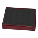Genuine Wood Frame 20 Ring Tray with Leatherette Interior