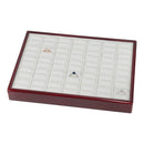 Genuine Wood Frame 35 Ring Tray with Leatherette Interior