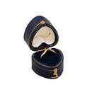 Leatherette Paper Covered  Heart Shaped Single Ring Box with Gold Detailing, Delicate Gold Clasps, and Plush Velvet Inserts