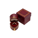 Leatherette Paper Covered  Heart Shaped Single Ring Box with Gold Detailing, Delicate Gold Clasps, and Plush Velvet Inserts