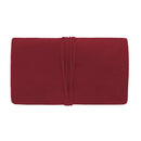 Burgundy Suede Pouch with Multiple Zippered Compartments