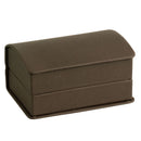 Leatherette Double Ring Box Leatherette Interior with Ribboned Packer