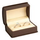 Leatherette Double Ring Box Leatherette Interior with Ribboned Packer