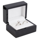 Black Piano Double Ring Box with Ribboned Packer